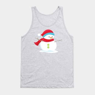 Christmas Snowman, Hat, Scarf, Carrot Nose, Xmas Tank Top